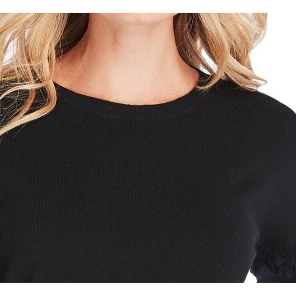 Vineyard Vines‎ Sweater Womens XL Black  Merino Wool Cashmere Minimalist Fringe - Picture 4 of 12